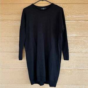 SABA Black Long Knit 100% Merino Wool Sweater Dress -Sz S